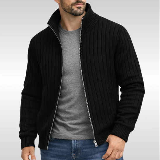 Cardigan Uomo con Zip a Coste – Comfort Elegante per Ogni Giorno