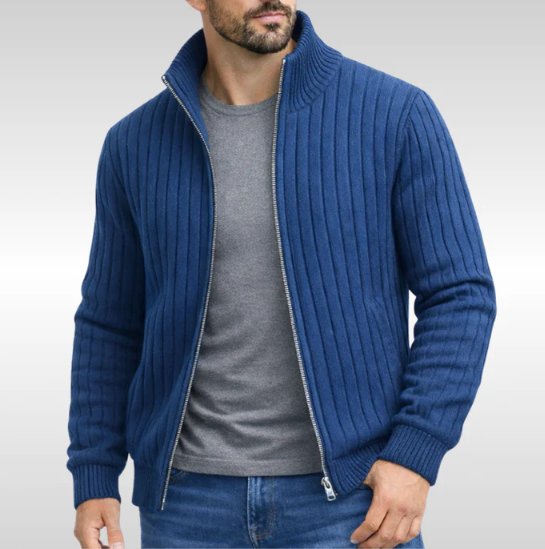 Cardigan Uomo con Zip a Coste – Comfort Elegante per Ogni Giorno
